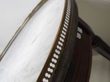 a close up of a table with a clock on it