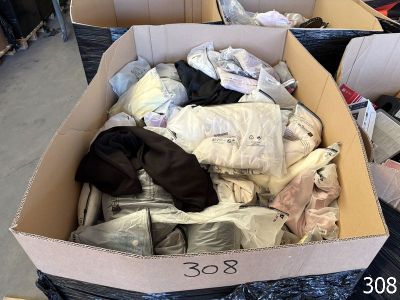 une boîte en carton remplie de vêtements et d'autres objets