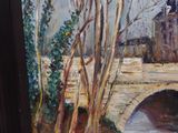 a painting of a bridge over a body of water