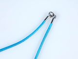 a close up of a blue rope with a metal hook