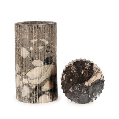 CYLINDRE ET BASE EN MARBRE AFRICAIN, 18E SIÈCLE - Photo 1