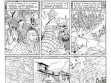une page d'une bande dessinée comportant une illustration en noir et blanc