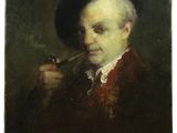 un tableau représentant un homme tenant une pipe à la main