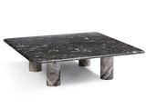 table basse en marbre à quatre pieds avec un plateau en marbre noir