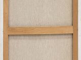 a close up of a picture of a window with a wooden frame
