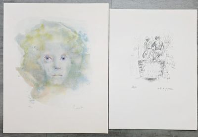 deux dessins représentant une femme et un homme assis sur un banc