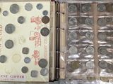 a lot of coins in a box on the table