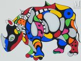 a painting of a bull that is painted on the wall