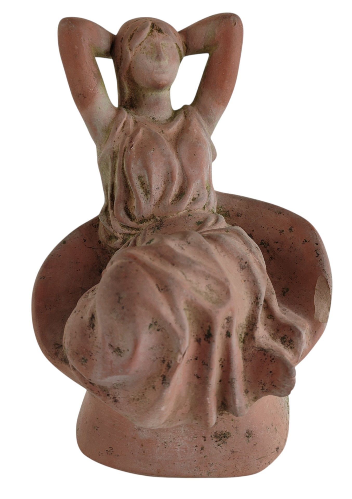 "Jeune fille aux bras levés" sujet en terre cuite. Monogramm…
