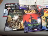 a lot of comic books on a table
