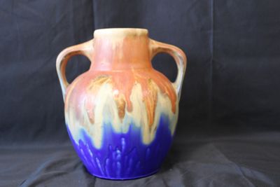 Vase/amphore, tons marron et bleu, Gilbert METENIER