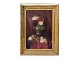 une peinture de fleurs dans un vase sur une table