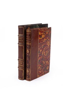 un vieux livre à la couverture brune posé sur une surface blanche