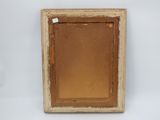 an old picture frame with a brown background and a white background