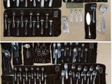 many different types of knives and spoons in this picture