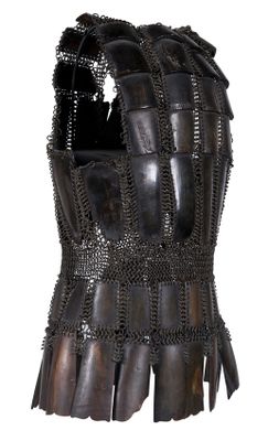 an image of a close up of a leather vest on a white background
