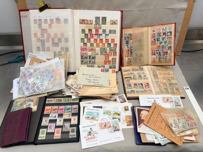 many different types of stamps on a table