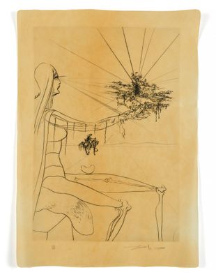 une image représentant le dessin d'une femme assise à une table