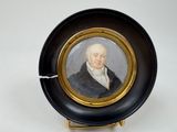 une photo d'un tableau représentant un homme sur une assiette