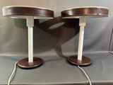 paire de lampes de style « mid-century » avec des abat-jours en cuir