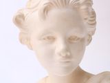 marble bust of a young girl with a shaw around her neck