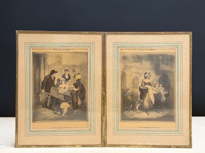 Cries of old london. Quatre gravures sous verre.