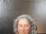 painting of a woman in a bonnet and a pink dress