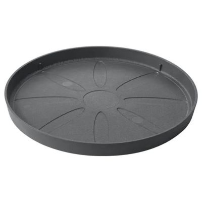 un plateau en plastique noir orné d'un motif floral