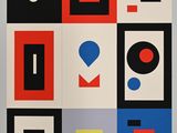 une image représentant une affiche sur laquelle figurent différentes formes et couleurs
