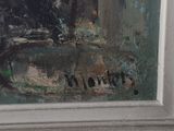 a painting of a cat sitting on a window sill