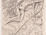 une image représentant le dessin d'une femme nue allongée sur un canapé