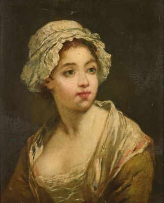 un tableau représentant une femme coiffée d'un bonnet