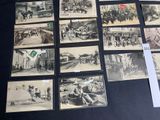 several old black and white photographs of people on a table