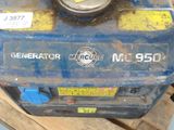 a blue generator sitting on top of a wooden pallet