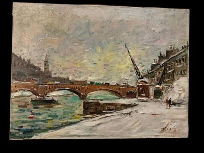 Ecole Française (début XXè) "Sur les quais", huile sur toile…