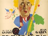 une vieille affiche de cinéma représentant un homme tenant une canne et un oiseau