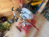 a picture of a circular saw in a garage