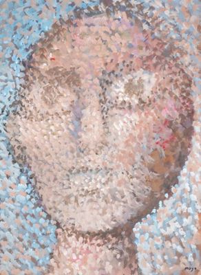 un tableau représentant une femme portant un voile sur la tête