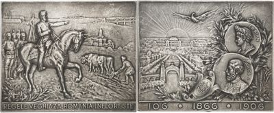 a picture of a silver coin with a picture of a man on a horse and a man on a horse
