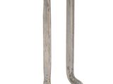 a metal stand with two pieces of metal on it