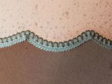 a close up of a piece of fabric with a crochet edge