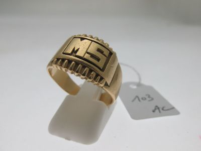 chevalière or 750°/°° chiffrée MS, bossuée TDD 57 8,4g AC - Photo 1