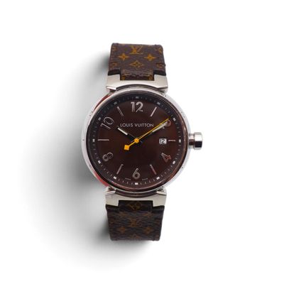 Montre Louis Vu Vu Vu avec cadran marron et bracelet en cuir marron