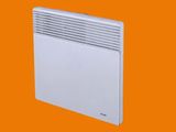 un radiateur électrique blanc posé sur un fond orange