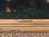 an image of a painting of a man in a boat on a lake