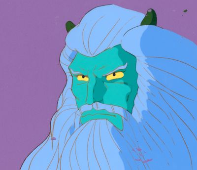 une illustration représentant un homme à la longue barbe, vêtu d'une tunique bleue