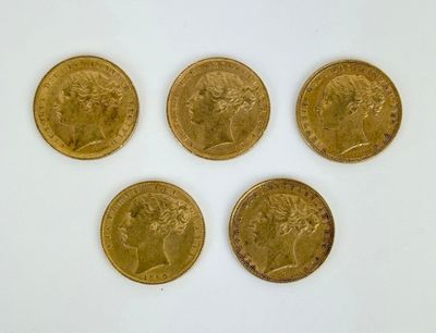 four gold sovereigns, one of which is a sovereign and the other of which is a sovereign