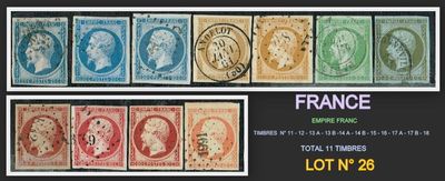 a group of four different colored stamps on a black background