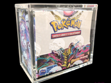 a clear box with a picture of a pokemon card game inside of it