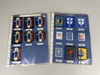 deux dossiers ornés de badges, posés sur une table